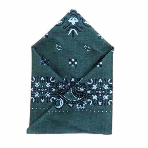 Wilsons Handkerchief - Green with Black and White Paisley