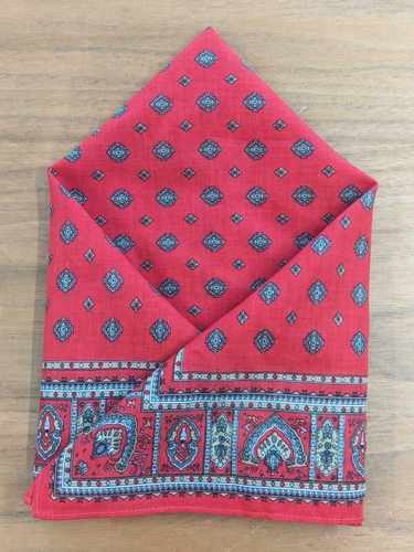 Handkerchief - Red Diamond Paisley Pattern